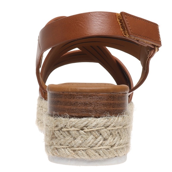 Tan Espadrille Platform Wedge Sandals - Picture 2 of 2